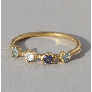 Silberring mit Mondstein/Topas/Iolith, vergoldet  Größe 56