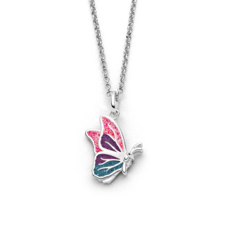 "Butterfly"rosa/lila/blau Steins. 45 cm rhod. Silb. 925