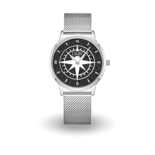 DUR Uhr 36er "Kompass" Lavasand, Mesh Band Edelstahl