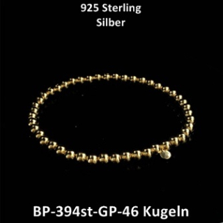Armband Kugel silber vergoldet ohne Anhänger  - 925 Silber vergoldet