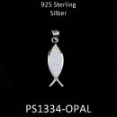 Anhänger Fisch opal weiß - 925 Silber