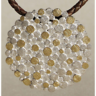 Silberanhänger "Up and Down" rund, bicolour, vergoldet  40 mm