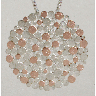 Silberanhänger "Up and Down" rund, bicolour rosévergoldet   40 mm