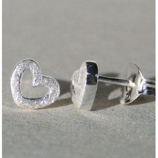 Ohrstecker -Heart- gebürstet