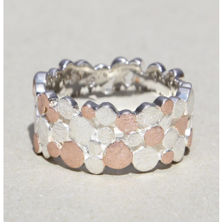 Silberring "Up and Down" 10 mm bicolour rosé  Größe 60
