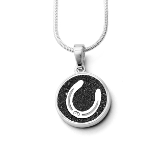 Pferdeglück "Hufeisen" Lavas. rhod. Silb.925