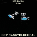 Ohrstecker Fisch SKY Blue Opal - 925 Silber