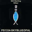 Anhänger Fisch SKY Blue Opal - 925 Silber