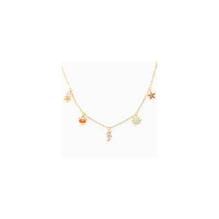 Kette Tiere "Seepferdchen & diverse" 925 Silber / Anhänger Edelstahl 14 K vergoldet