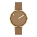 PICTO Armbanduhr mit drehbarem Zifferblatt und braunem...
