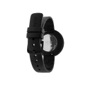 PICTO Armbanduhr mit drehbaren Zifferblatt Schwarzes Silikonarmband TPU-Armband auf Biobasis  34 mm schwarzes Zifferblatt