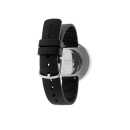 PICTO Armbanduhr mit drehbarem Zifferblatt und schwarzem TPU-Armband auf Biobasis mit polierter Stahlschließe. Das Zifferblatt dieser Uhr ist 34 mm groß.