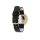 PICTO Armbanduhr mit drehbarem Zifferblatt und schwarzem Lederarmband mit polierter Goldschließe. Das Zifferblatt dieser Uhr ist 34 mm groß.
