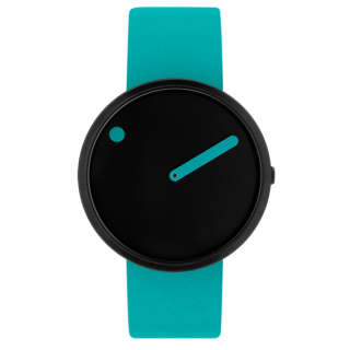 PICTO-Armbanduhr mit einem rotierenden Zifferblatt und einem Life Aquatic-Lederarmband. Der Durchmesser des Zifferblatts dieser Uhr beträgt 40 mm.