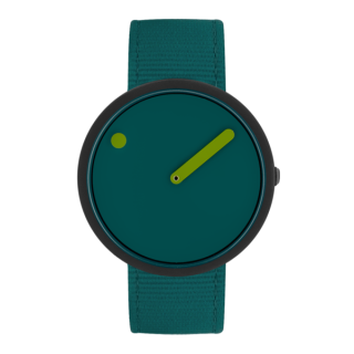 PICTO Ocean Ghost Net 40 mm Armbanduhr mit drehbarem Zifferblatt und Ocean Green Armband aus recyceltem Material