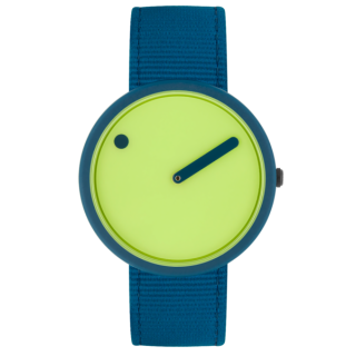 PICTO Ocean Ghost Net 40 mm Armbanduhr mit drehbarem Zifferblatt und Deep Blue Armband aus recyceltem Material