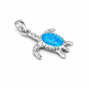 Anhänger Schildkröte blauer opal - 925 Silber