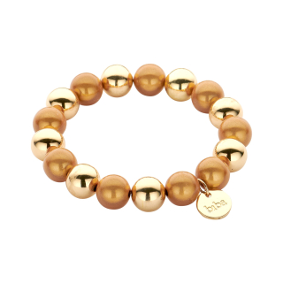 Space Beads Special -12 mm Perlen- Armband hell braun,,gold Mix