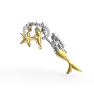 Schlüsselanhänger Mermaid ( Meerjungfrau ) gold chriom