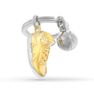Schlüsselanhänger Basketball ( Turnschuh ) gold, chrom