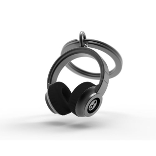 Schlüsselanhänger Headphone ( Kopfhörer ) titan, schwarz matt