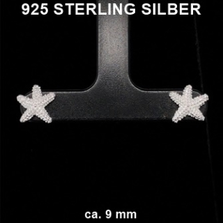 Ohrstecker Seestern silber hell rauhe Oberfläche  - 925 Silber