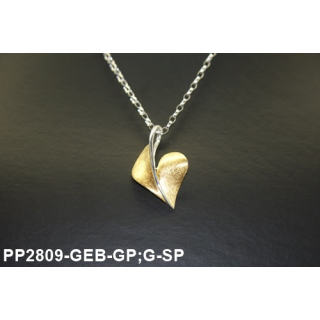 Anhänger "Tani- Heart" groß silber / gold plattiert gebürstet - 925 Silber