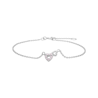 Rhod. Silber Armband Herz m. rosa cz