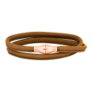 Lederarmband m/roséverg. silber Schloss farbe79