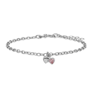 Rhod. Silberarmband Herz m/rosa cz