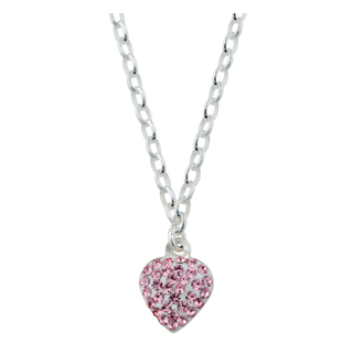 Rhod. Silberhalskette Herz m/rosa cz