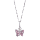 Rhod. Silber Halskette Schmetterling m/rosa cz