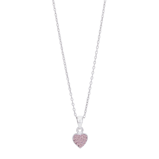 Rhod. Silberhalskette Herz m/rosa cz