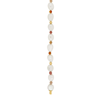 Süßwasserperle, Carnelian, Rhodocrosite, Moon stein, Goldp. Hematite System-Kette