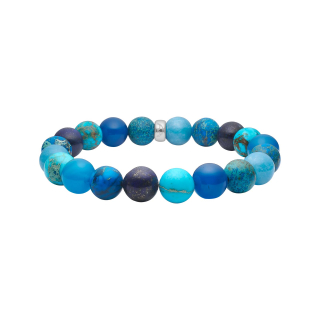 LapisLazuli, Schwammquarz, Blau Achat, Howlith Armband 10mm