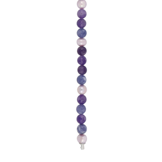 Amethyst, Süßwasserperle, Schwammquarz System-Kette 8mm