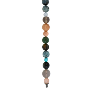 Sonnenstein, Grauer Achat, Tigerauge, Howlith, Jaspis, Labradorit, Schwammquarz System-Kette