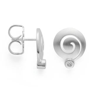 925/- Ohrstecker, rho. matt./Poliert, 0,04ct W-SI