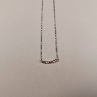 Rhod. Silberhalskette m/Kugeln und 8kt. Gold