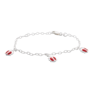 Rhod. Silberarmband m/3 Marienkäfer