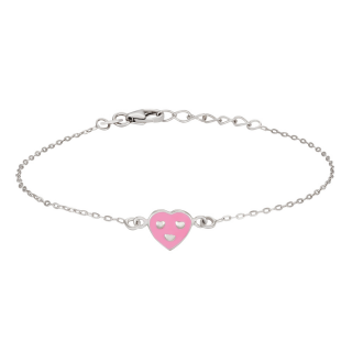 Rhodiniertes Silber Armband Herz mit Emaille 8mm