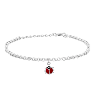 Rhod. Silberarmband m/Marienkäfer und Emaille