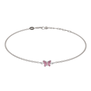 Rhod. Silberarmband m/Schmetterling und cz