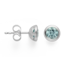 925/- Ohrstecker, rho. matt./Poliert, Blau Topas