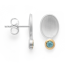 925/- Ohrstecker, vg matt./Pol, Blau Topas