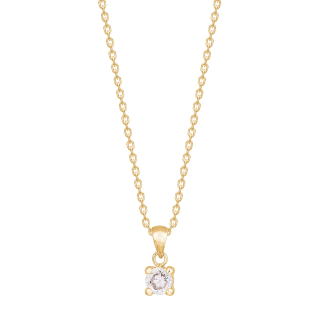 8kt. Goldanhänger m/cz und Verg. Silber Kette
