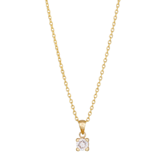 14kt. Goldanhänger m/cz und Verg. Silber Kette