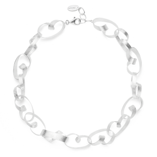 925/- Collier Kratzmatt, 46cm + 3cm