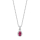 Rhod. Silber Halskette Rosette mit rotem Zirkonia
