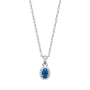 Rhod. Silber Halskette mit blauem Zirkonia